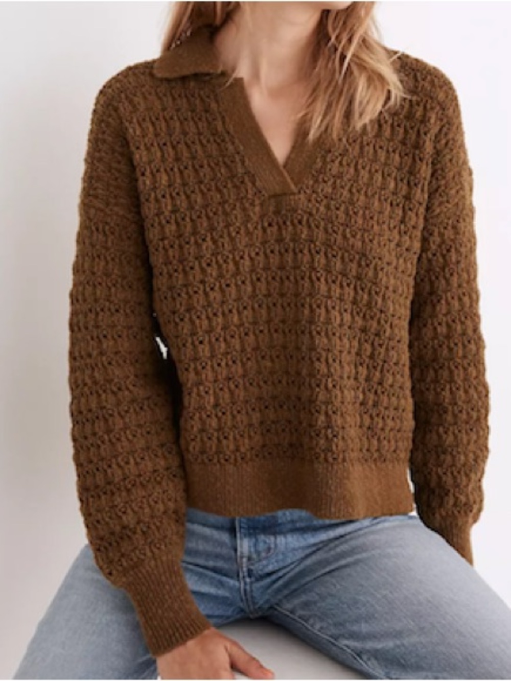 Madewell Sweater. XS. Knit. Brown. V-neck. Collegiate. Academia.